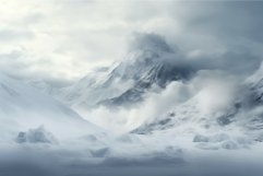 Tranquil and misty snow-covered mountain scene with ethereal Product Image 1