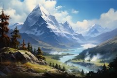 Expansive Mountain top scenery sky. Generate AI Product Image 1
