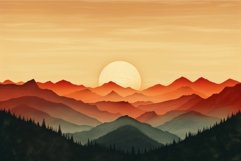 Mountains art sunset poster. Generate Ai Product Image 1