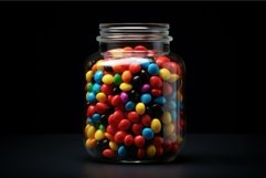 Colorful candies in glass jar on dark background Product Image 1