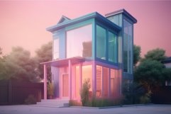 Multicolor acrylic house life. Generate Ai Product Image 1