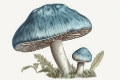 Blue mushroom vintage watercolor. Generate Ai Product Image 1