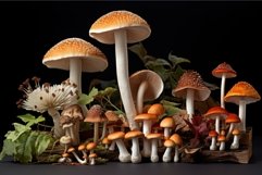 Medicinal Mushroom different illustration. Generate Ai Product Image 1