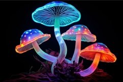 Psychedelic Mushroom neon fluorescent. Generate Ai Product Image 1