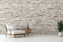 Minimalist living room interior with stone wall Product Image 1