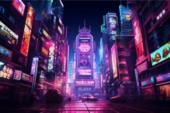 Technologically-advanced Neon city cyberpunk. Generate Ai Product Image 1