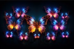 Luminous Neon glowing butterflies. Summer nature art Product Image 1