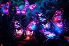 Mesmerizing Neon glowing butterflies. Summer nature art Product Image 1