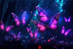 Surreal Neon glowing butterflies. Summer nature art Product Image 1