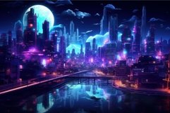 Futuristic cyberpunk cityscape at night Product Image 1