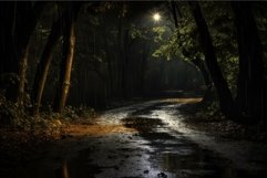 Quiet Night road alley. Generate Ai Product Image 1