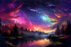 Serene Night sky clouds colorful. Generate Ai Product Image 1