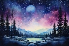 Night sky clouds watercolor. Generate Ai Product Image 1