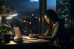 Night time productivity businesswoman corporate. Generate Ai Product Image 1