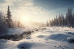 Nordic wild forest nature winter. Generate ai Product Image 1