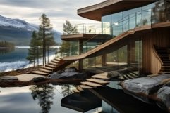 Modern lake house with mountain view Product Image 1