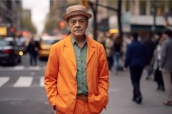 New york man orange style fit with cute hat. Generate Ai Product Image 1