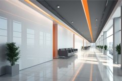 Intimidating Large office blank corridor. Generate Ai Product Image 1