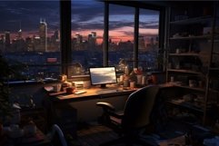 Tranquil Office workspace evening. Generate Ai Product Image 1