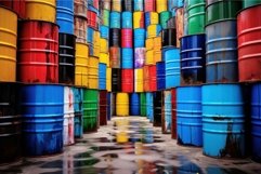 Oil barrels metal. Generate AI Product Image 1