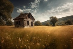 Abandoned house field. Generate AI Product Image 1
