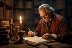 Old intelligent elegant librarian male. Generate Ai Product Image 1