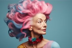 Unconventional Old lady colored hair. Generate Ai Product Image 1