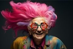 Distinctive Old lady colored hair. Generate Ai Product Image 1