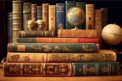 Timeworn Old vintage books. Generate Ai Product Image 1