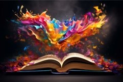 Open magic book colorful. Generate Ai Product Image 1