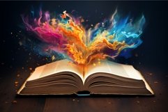 Mystical Open magic book colorful. Generate Ai Product Image 1