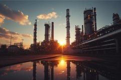 Petrochemical operator at sunset. Generate Ai Product Image 1