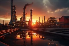 Resilient Petrochemical operator at sunset. Generate Ai Product Image 1
