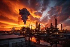Steadfast Petrochemical operator at sunset. Generate Ai Product Image 1