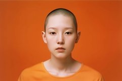 Orange shirt woman portrait. Generate Ai Product Image 1
