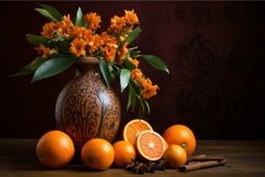 Aromatic Oranges cinnamon vase. Generate Ai Product Image 1