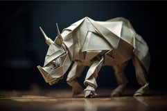 Exquisite Origami colorful rhinoceros. Generate Ai Product Image 1