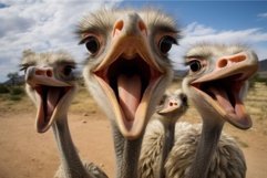 Comical Ostrich selfie funny head. Generate Ai Product Image 1