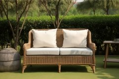 Outdoor rattan chairs sofa. Generate Ai Product Image 1