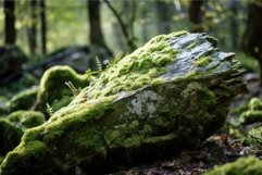 Damp Overgrown lichen rock. Generate Ai Product Image 1