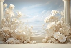 White florals vines clouds plant. Generate AI Product Image 1