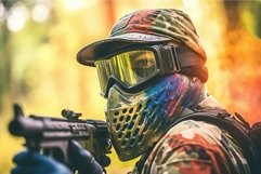 Person playing paintball gun. Generate Ai Product Image 1