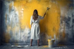 Painter woman unpaint wall. Generate Ai Product Image 1