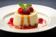Elegant Pana cotta dessert plate. Generate Ai Product Image 1