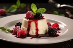 Chilled Pana cotta dessert plate. Generate Ai Product Image 1