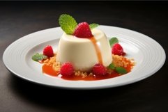 Delectable Pana cotta dessert plate. Generate Ai Product Image 1