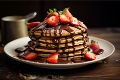Pancakes with honey and chocolates. Generate Ai Product Image 1