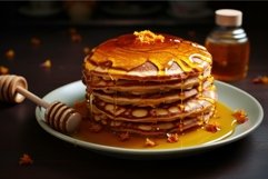 Fluffy Pancakes honey. Generate Ai Product Image 1