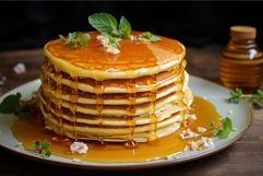 Satisfying Pancakes honey. Generate Ai Product Image 1