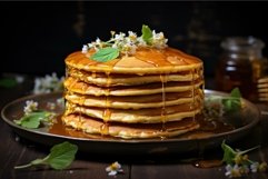 Indulgent Pancakes honey. Generate Ai Product Image 1